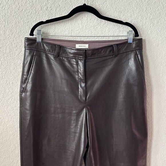 Aritzia Babaton Dark Brown Command Pant Mid-rise Vegan Leather Pants - Picture 5 of 13
